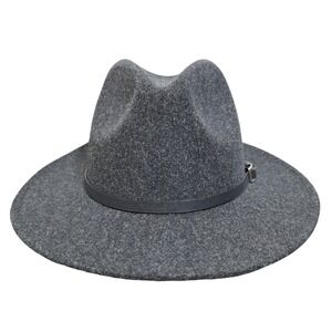 Unbranded Wool Fedora Hat Men's Charcoal Grey Wool Blend Wide Brim Size‎ Large